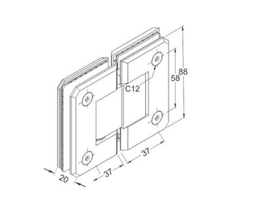 Shower Hinges SS304/SS316 DF SHB 19