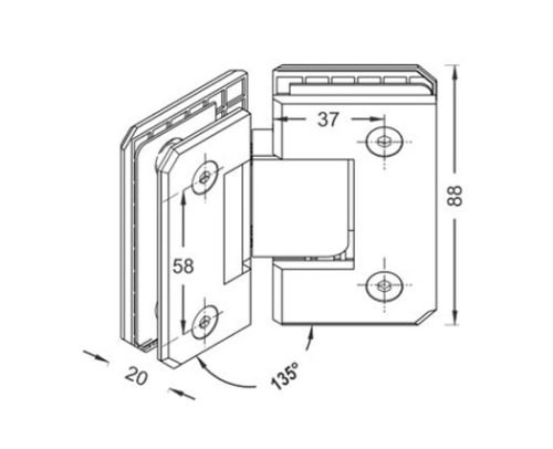 Shower Hinges SS304/SS316 DF SHB 20