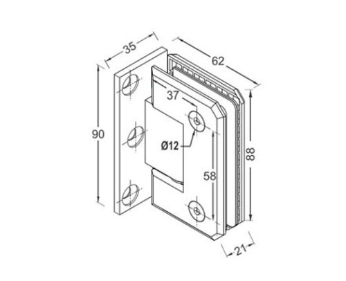 Shower Hinges SS304/SS316 DF SHB 22